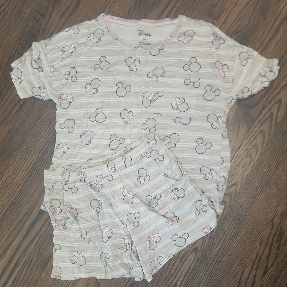 Disney Pajama Set - Gray and Pink Minnie Design